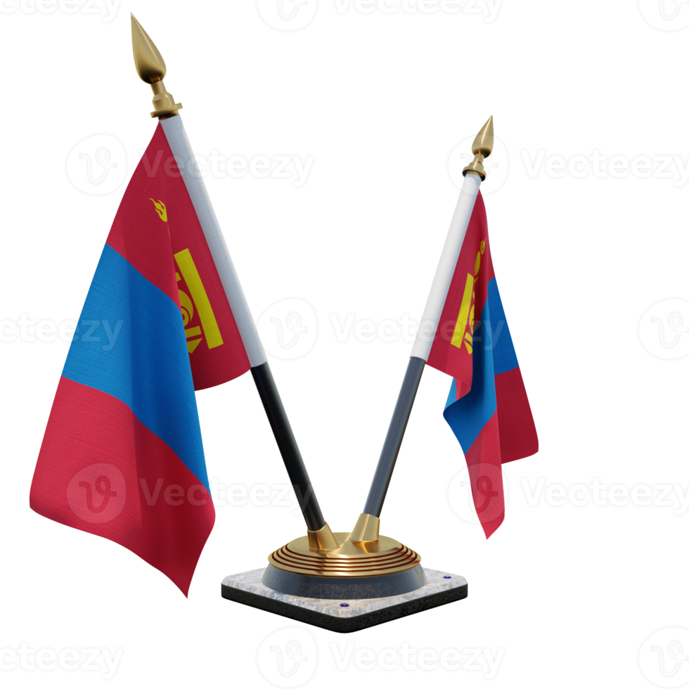 Mongolia 3d illustration Double V Desk Flag Stand png