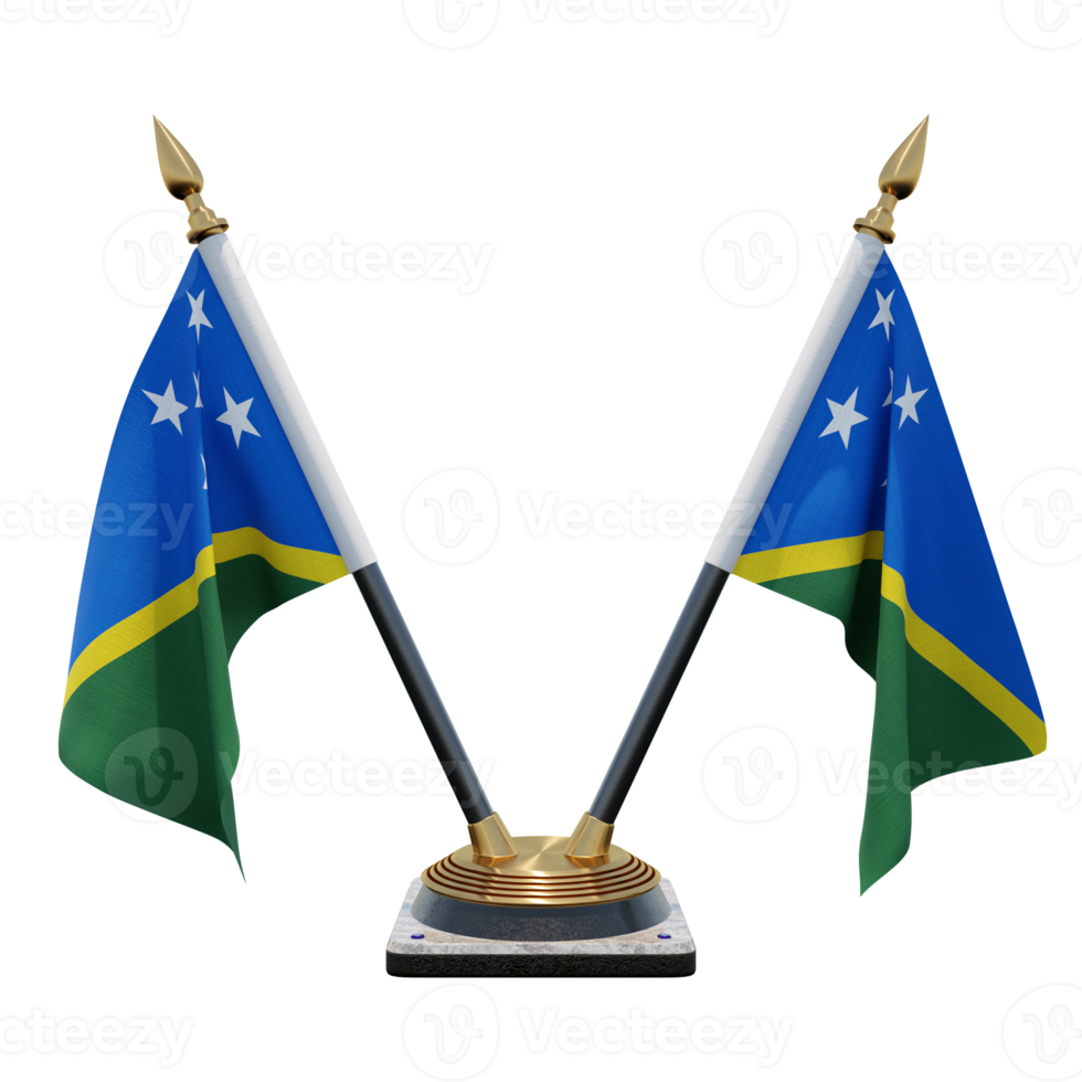 Solomon Islands 3d illustration Double V Desk Flag Stand png