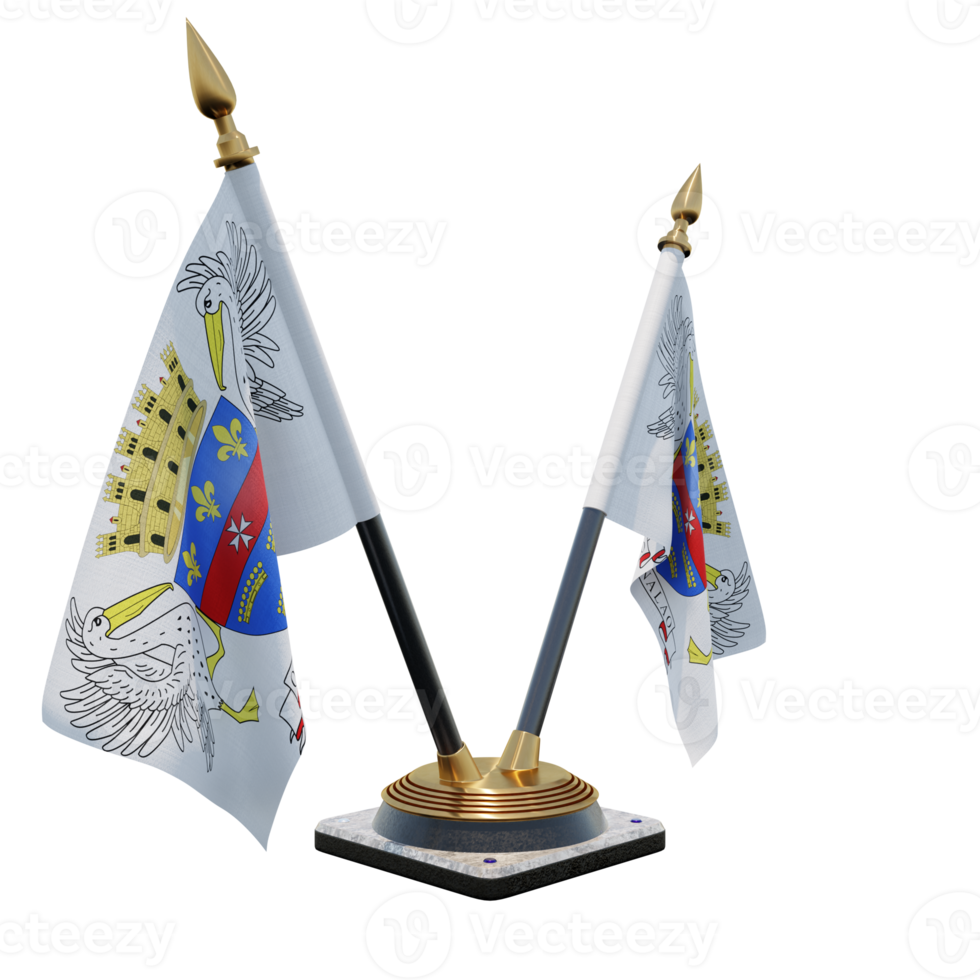 Saint Barthelemy 3d illustration Double V Desk Flag Stand png