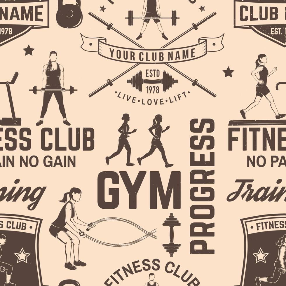 Fitness club seamless pattern or background. Vector illustration.