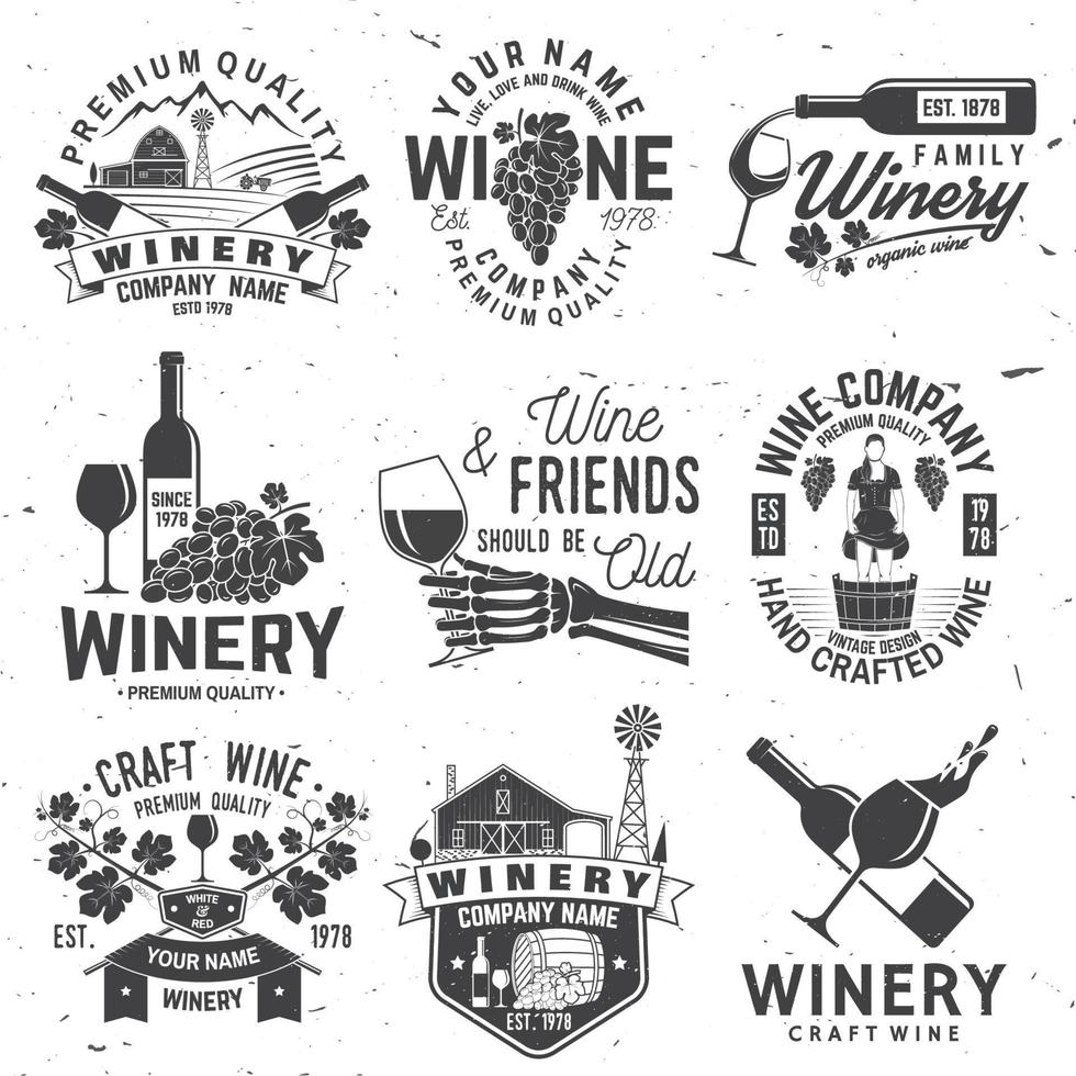 Set of winer company badge, sign or label. Vector illustration.