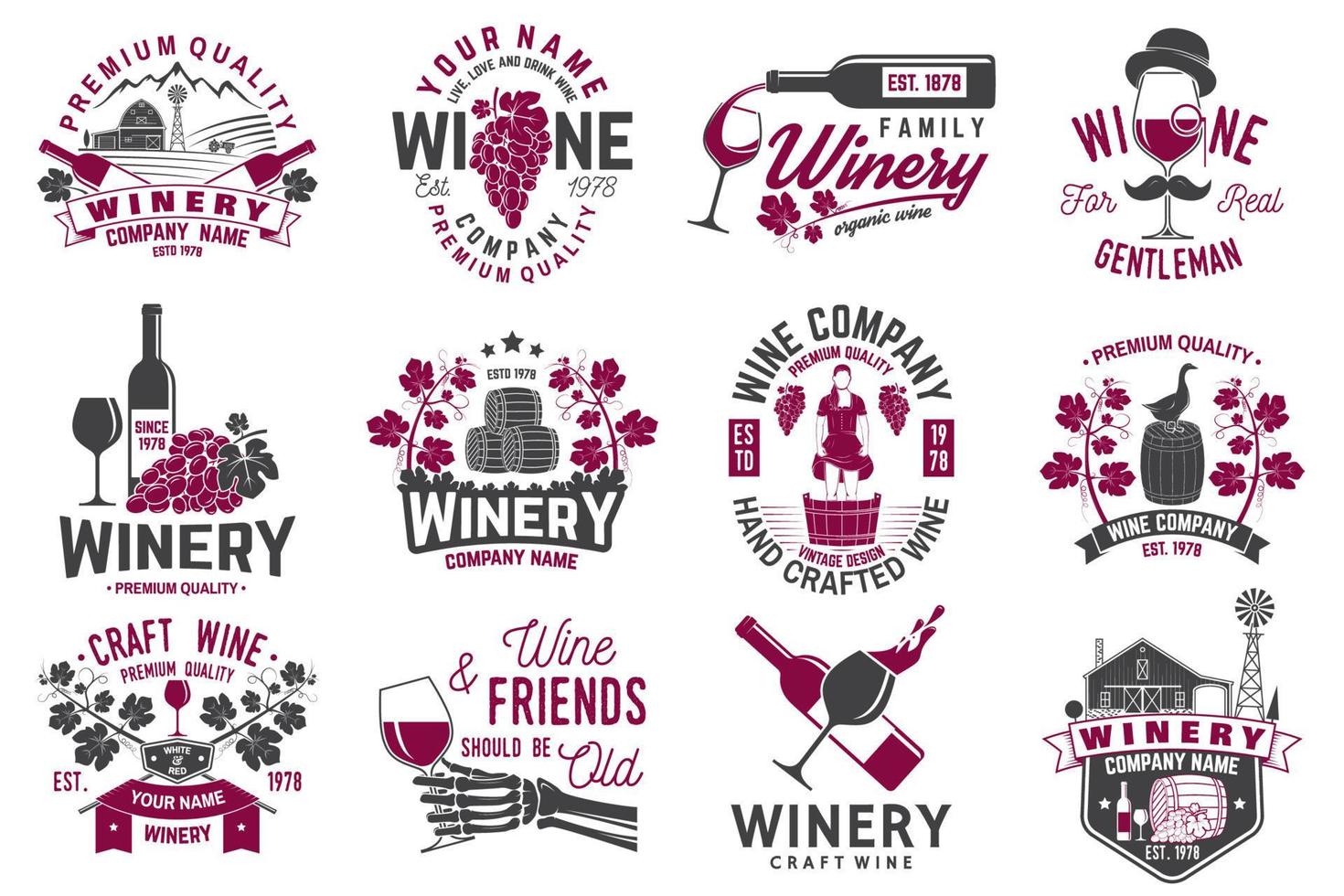 Set of winer company badge, sign or label. vector