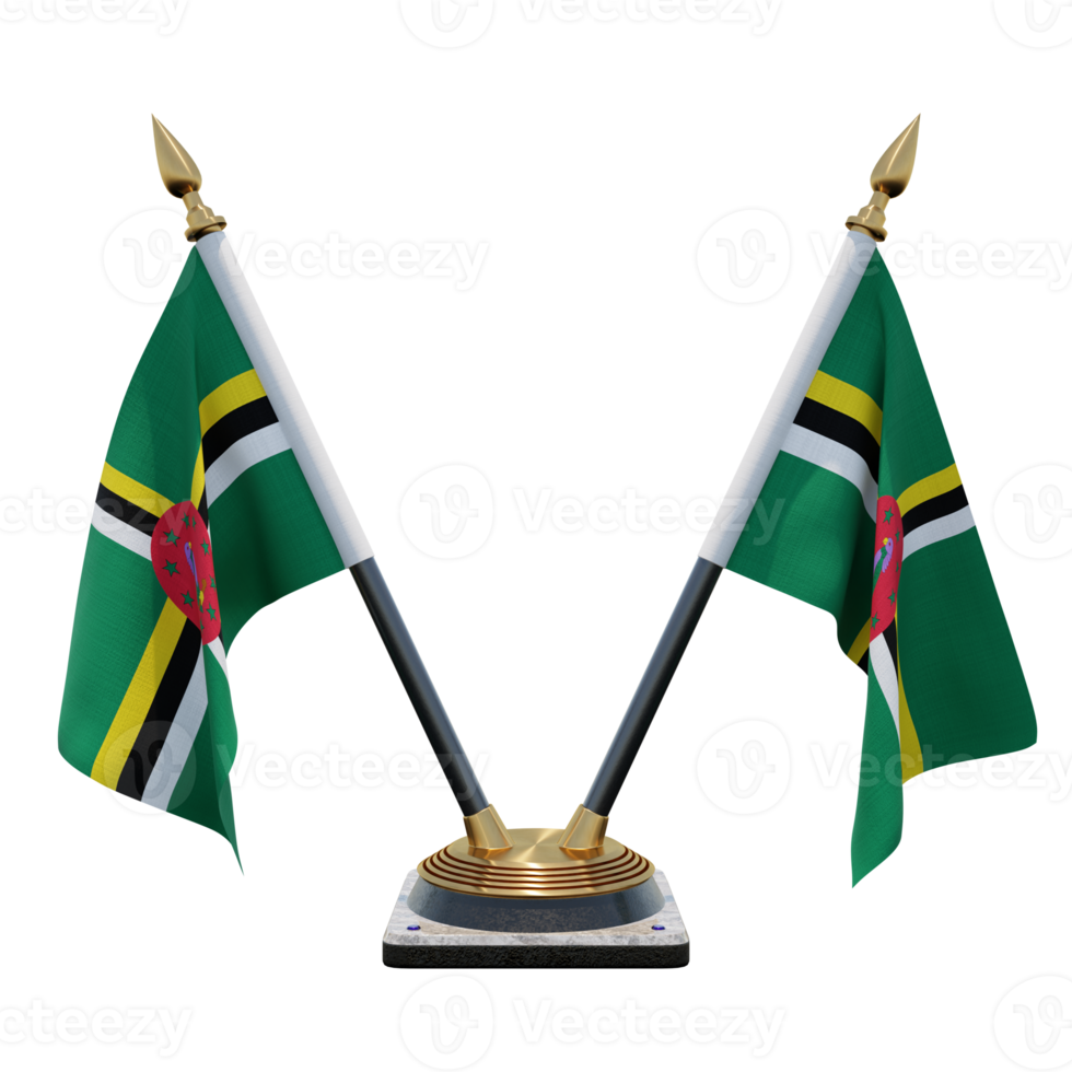 Dominica 3d illustration Double V Desk Flag Stand png