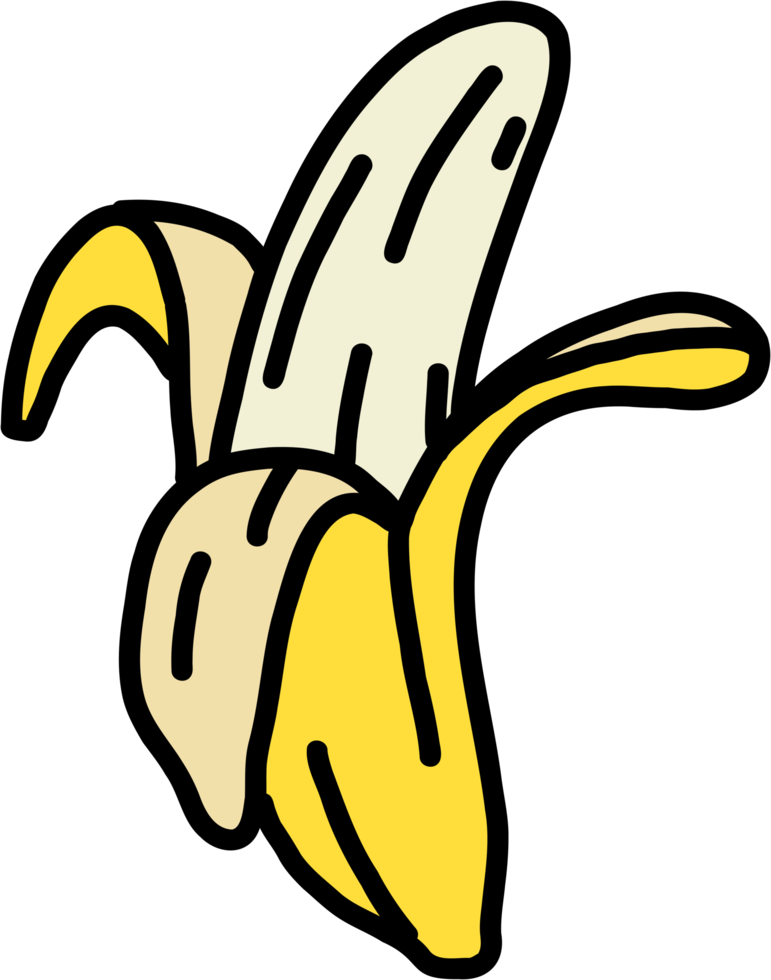 Doodle dibujo a mano alzada de fruta de plátano. png