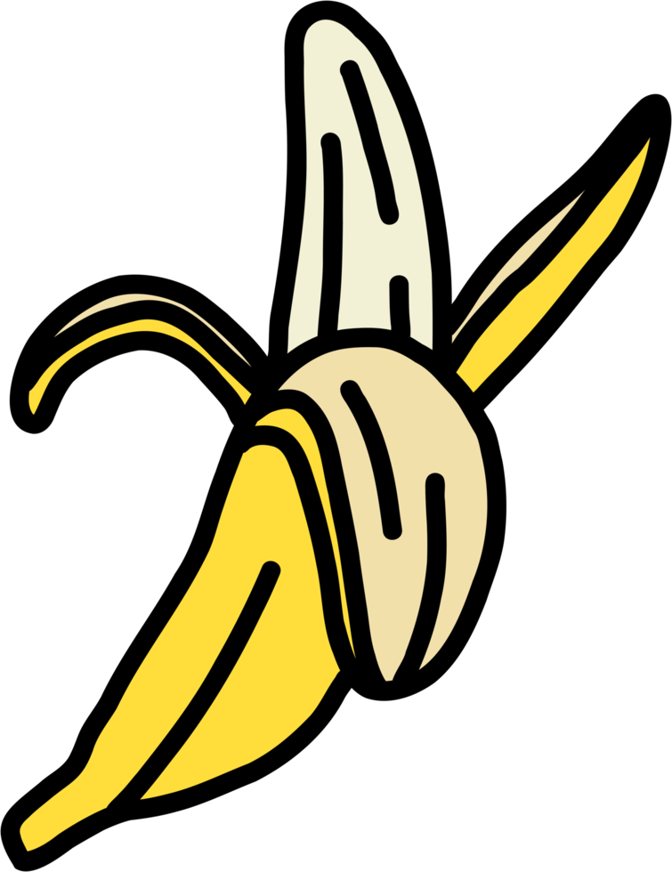 Gekritzel-Freihandskizzenzeichnung von Bananenfrucht. png