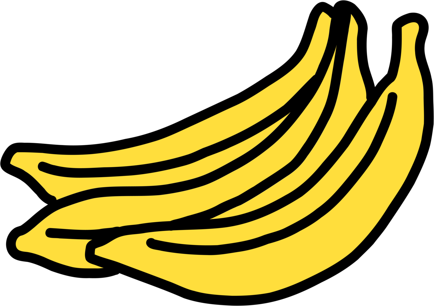 doodle frihand skissritning av bananfrukt. png