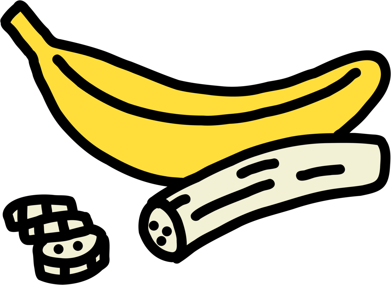 doodle frihand skissritning av bananfrukt. png