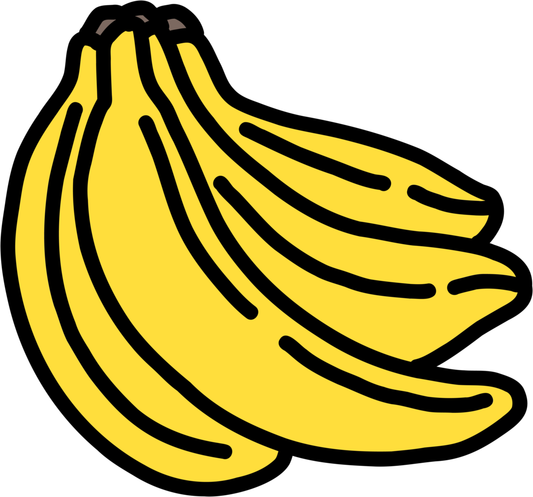 doodle desenho de esboço à mão livre de banana. png