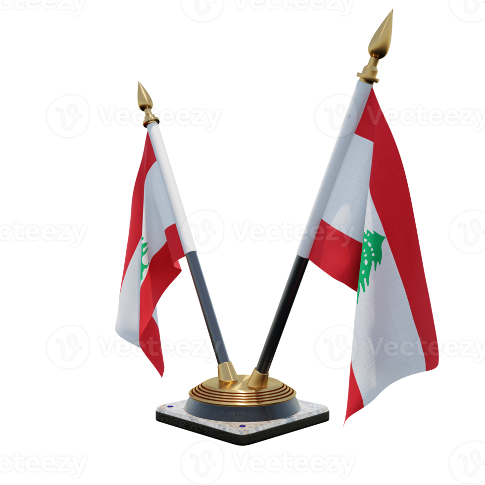 Lebanon 3d illustration Double V Desk Flag Stand png