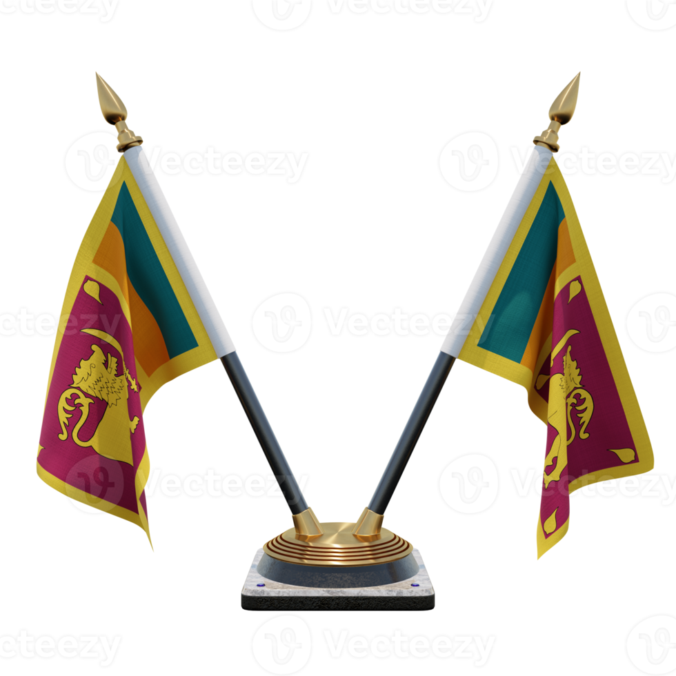 Sri Lanka 3d illustration Double V Desk Flag Stand png