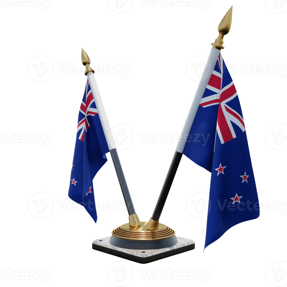 New Zealand 3d illustration Double V Desk Flag Stand png