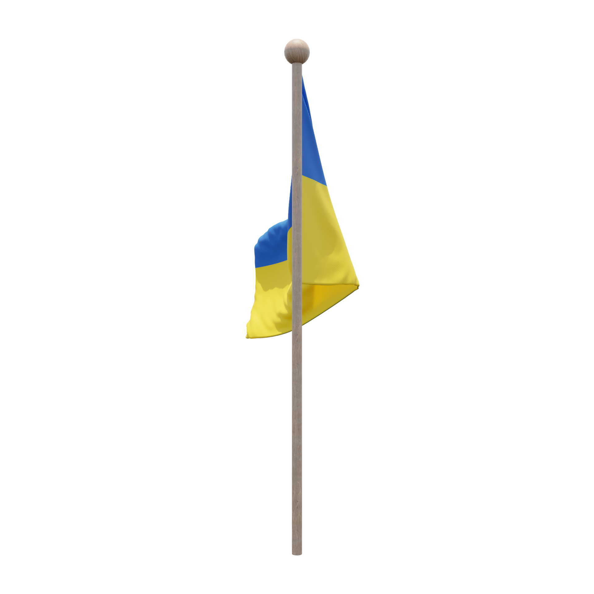 ukraine-3d-illustration-flag-on-pole-wood-flagpole-11235596-png