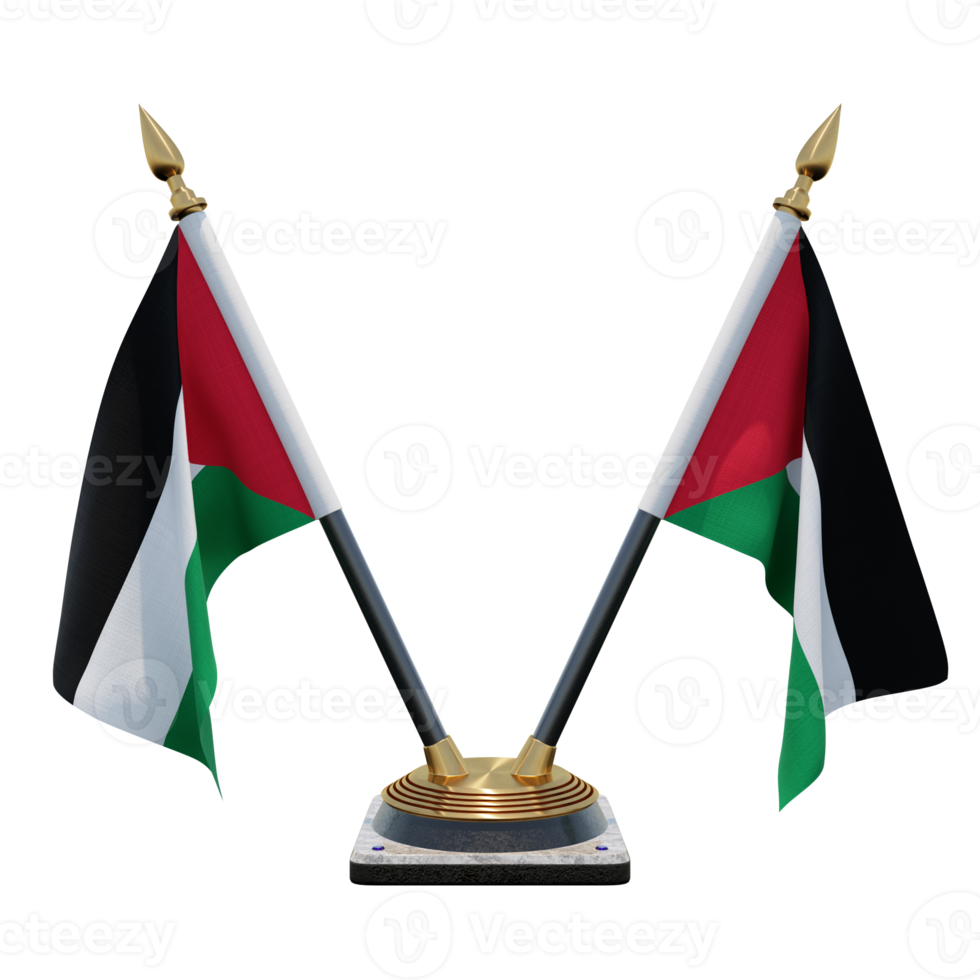 palestine 3d illustration double v bureau porte-drapeau png