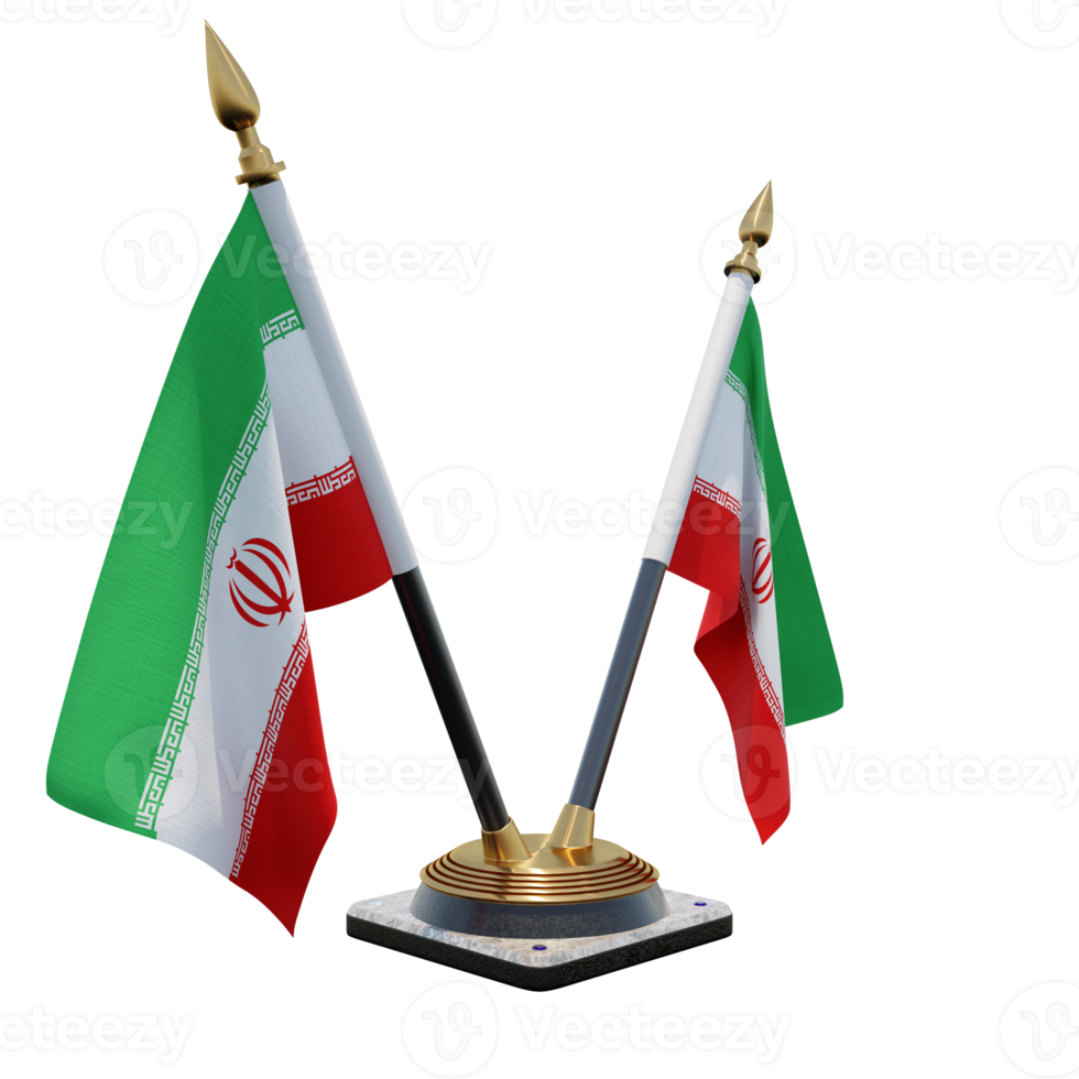 Iran 3d illustration Double V Desk Flag Stand png