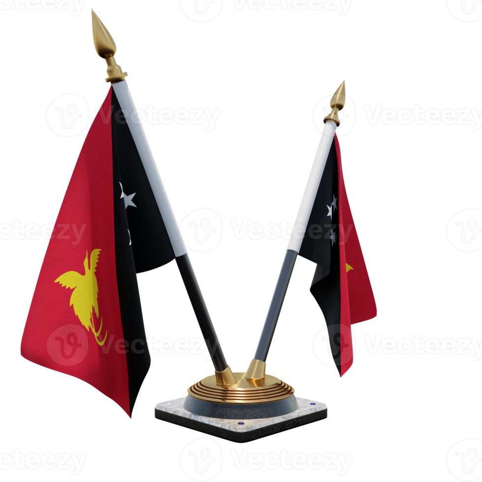 Papua New Guinea 3d illustration Double V Desk Flag Stand png