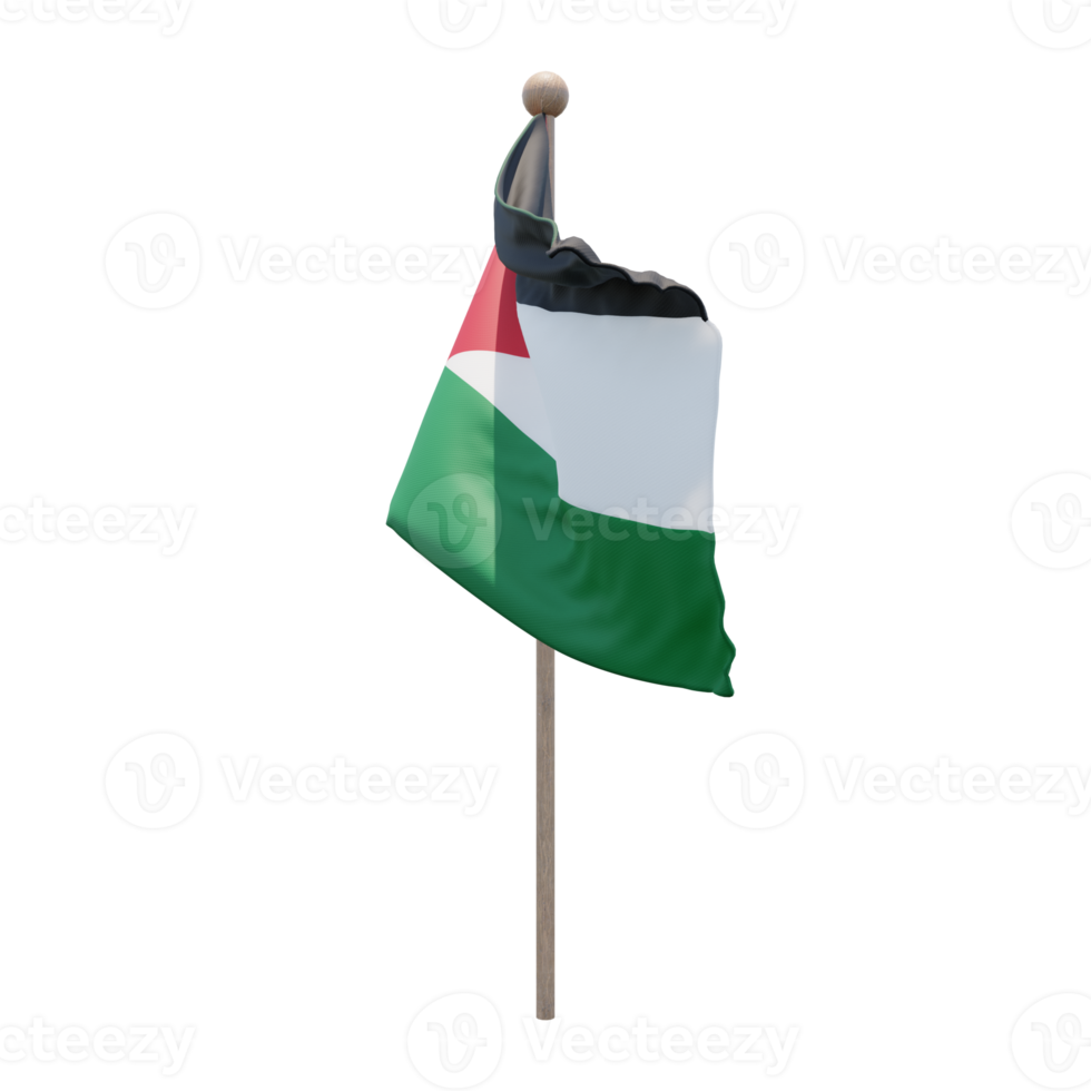 Jordan 3d illustration flag on pole. Wood flagpole png