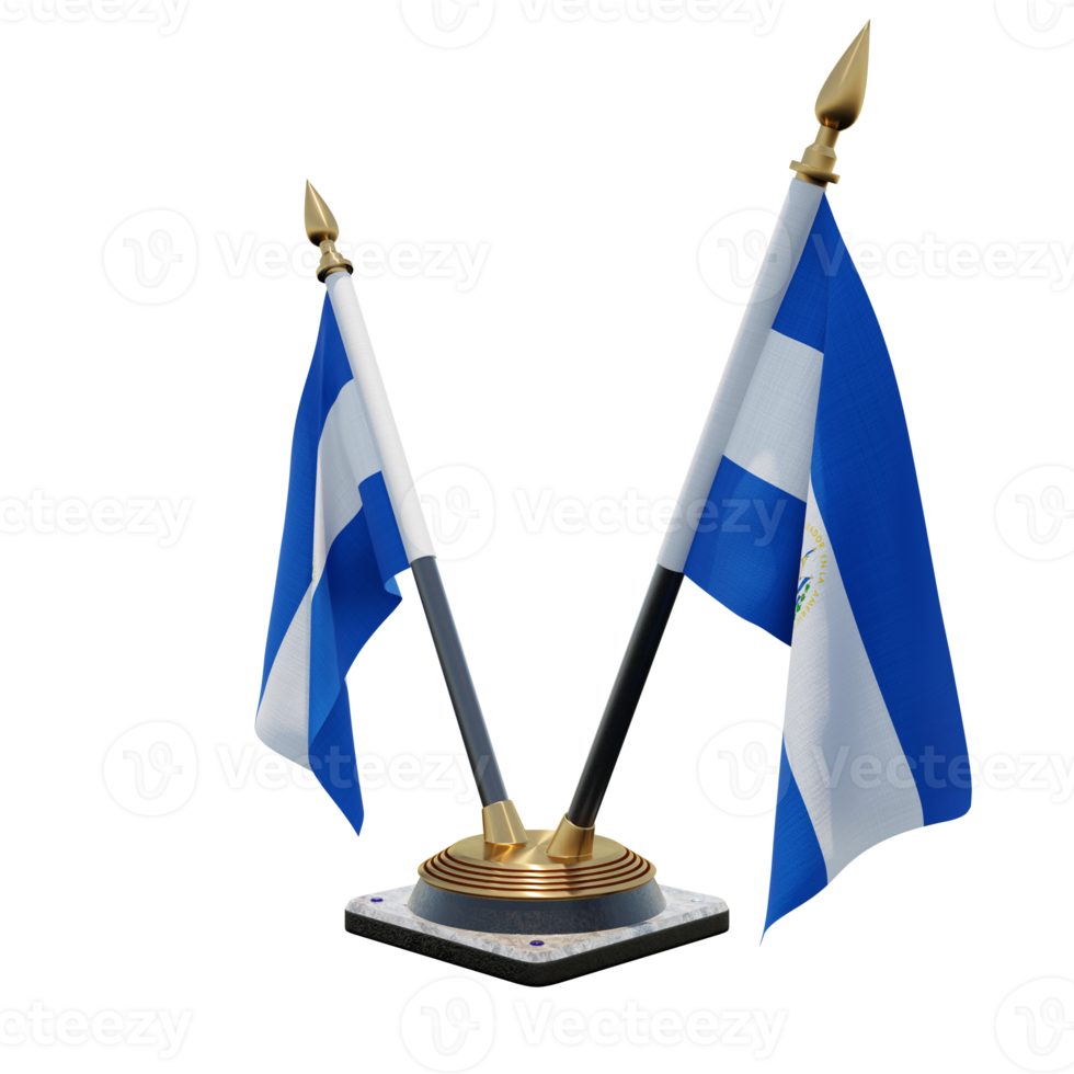 El Salvador 3d illustration Double V Desk Flag Stand png