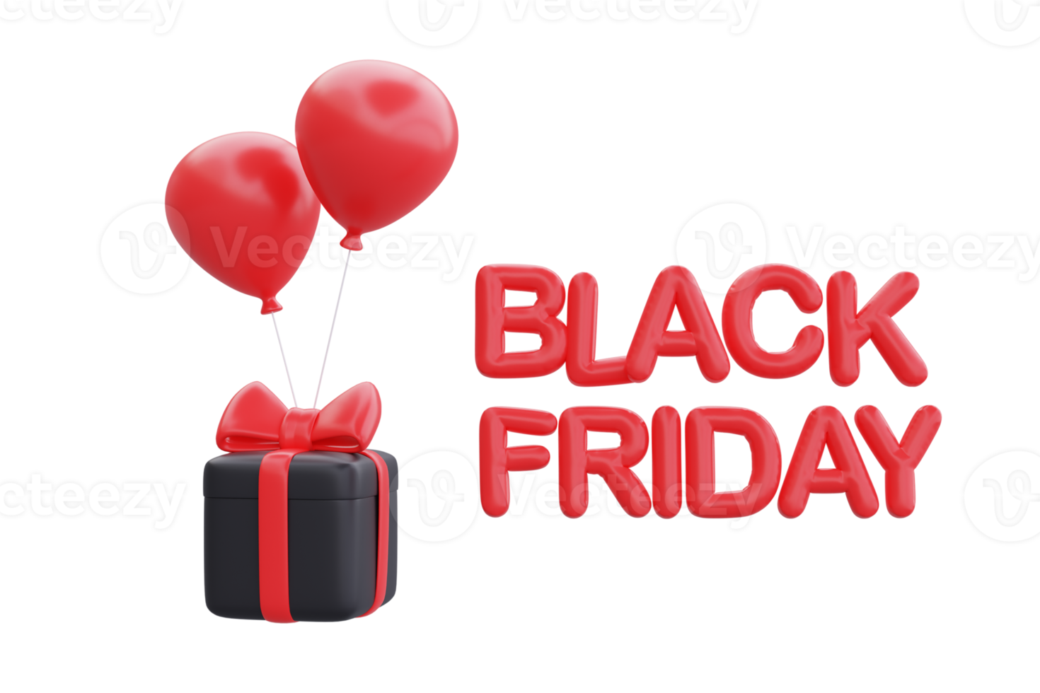 Black Friday Super Sale with gift boxes and balloon, Christmas and Happy New Year promotion, 3d rendering. png