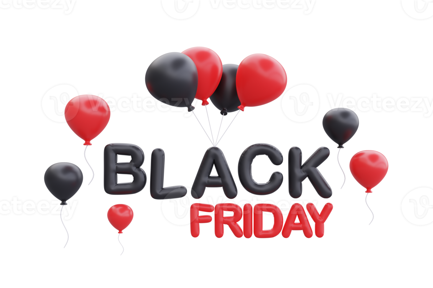 Black Friday Super Sale with balloon, Christmas and Happy New Year promotion, 3d rendering. png