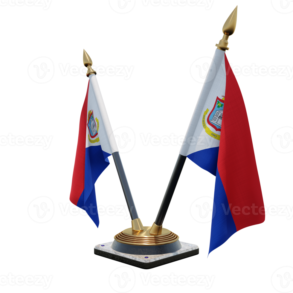 Sint Maarten 3d illustration Double V Desk Flag Stand png