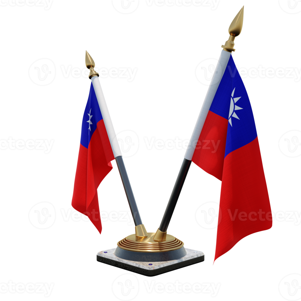 Taiwan Republic of China 3d illustration Double V Desk Flag Stand png