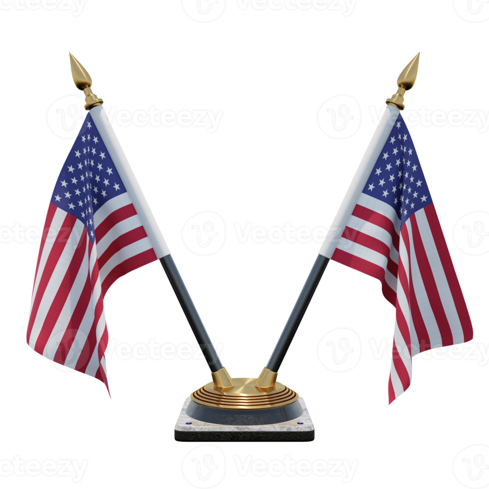 United States 3d illustration Double V Desk Flag Stand 11235759 PNG