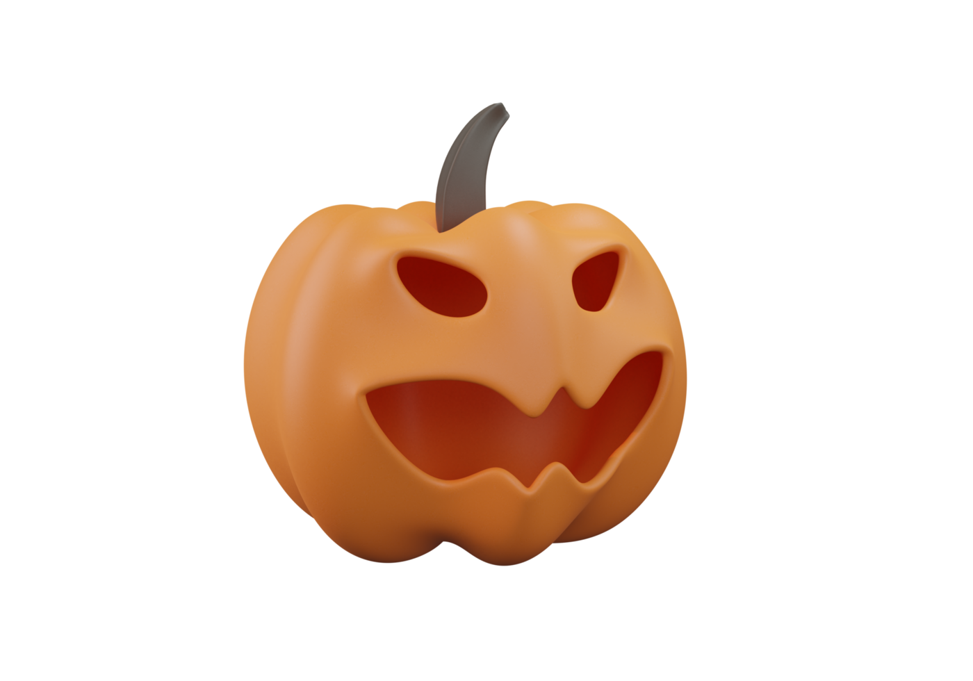 png tête de citrouille jack o lantern couleur orange illustration de rendu 3d pour fond d'halloween.