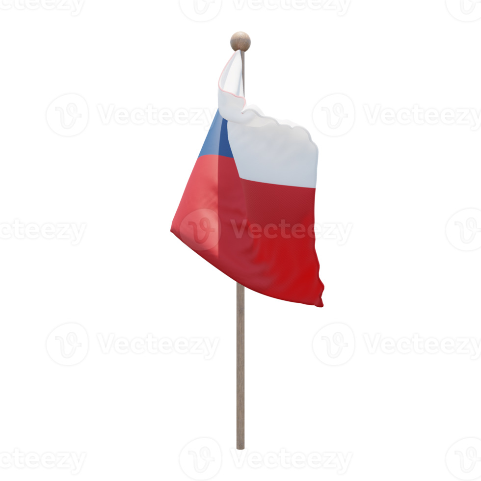 bandeira de ilustração 3d da república checa no poste. mastro de madeira png