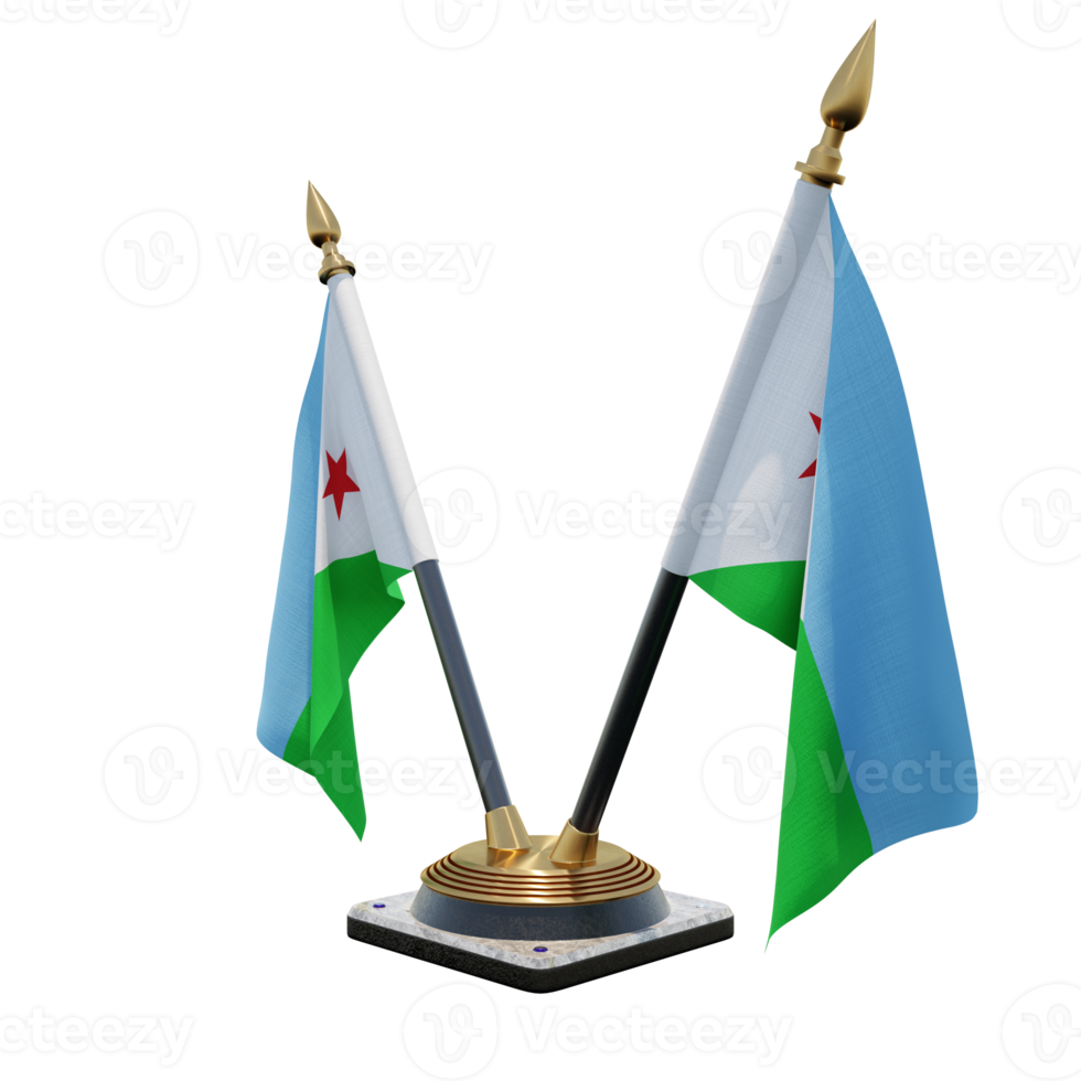 Djibouti 3d illustration Double V Desk Flag Stand png