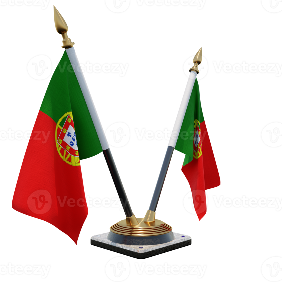 Portugal 3d illustratie dubbele v bureau vlag staan png