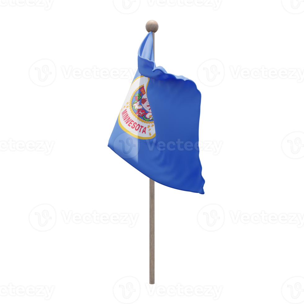 bandeira de ilustração 3d minnesota no poste. mastro de madeira png