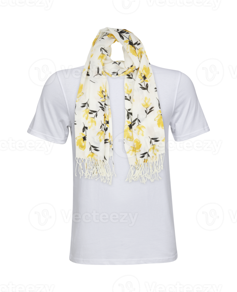 t-shirt with scarf with Clipping path transparent background png