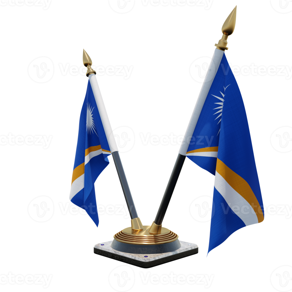 Marshall Islands 3d illustration Double V Desk Flag Stand png