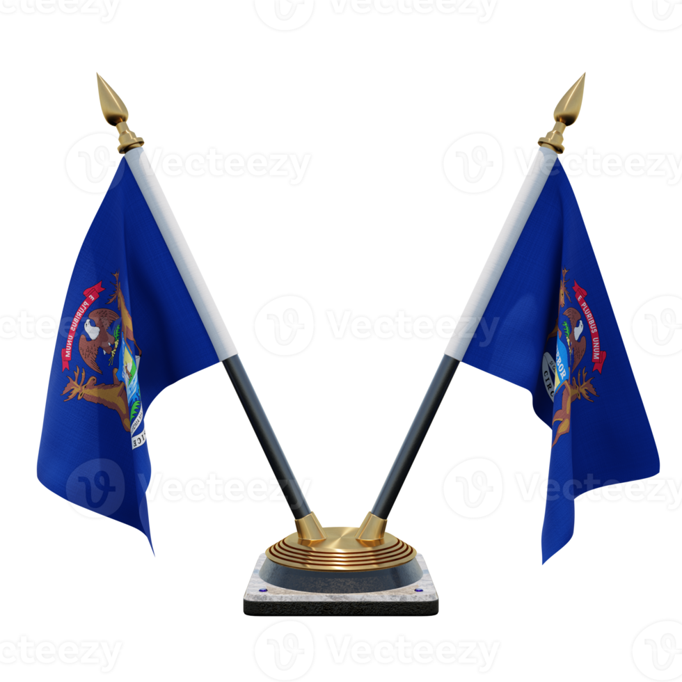 Michigan 3d illustration Double V Desk Flag Stand png