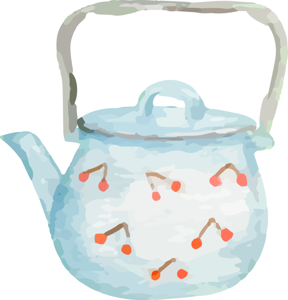Teapot painted in watercolor. png