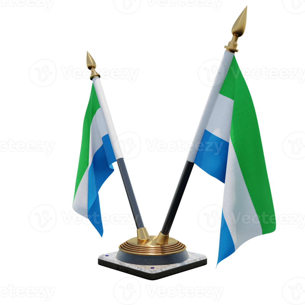 Sierra Leone 3d illustration Double V Desk Flag Stand png