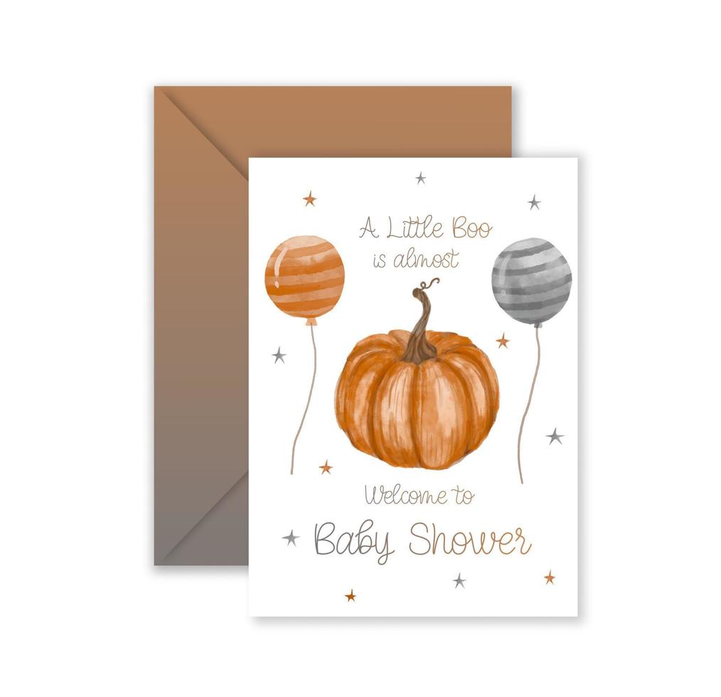 A Little Boo Watercolor Halloween Baby Shower Welcome Sign. vector