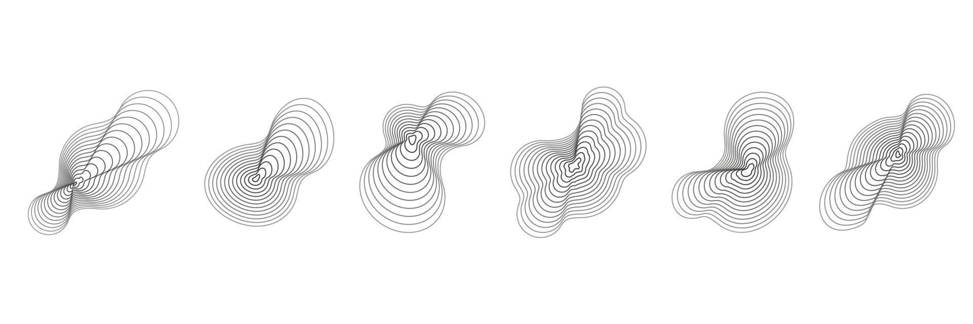 círculos de topografía abstracta. formas de textura orgánica. conjunto de ilustraciones de contorno vectorial. vector