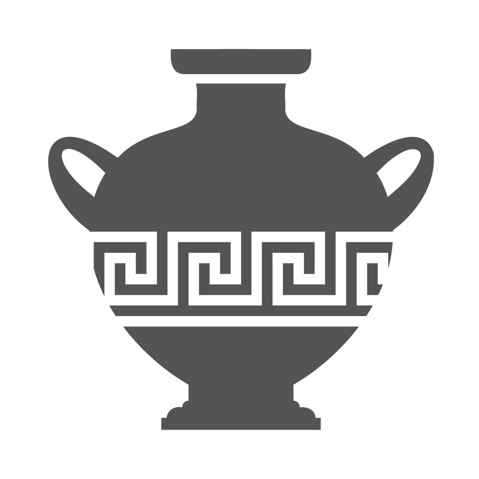 Greek vase silhouette. Ancient amphora and pot with meander pattern. Glyph illustration. Clay ceramic earthenware. Vector. vector