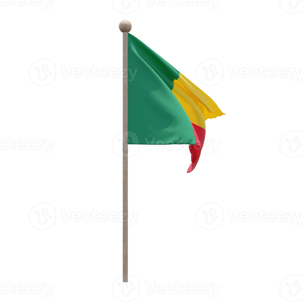 bandeira de ilustração 3d benin no poste. mastro de madeira png