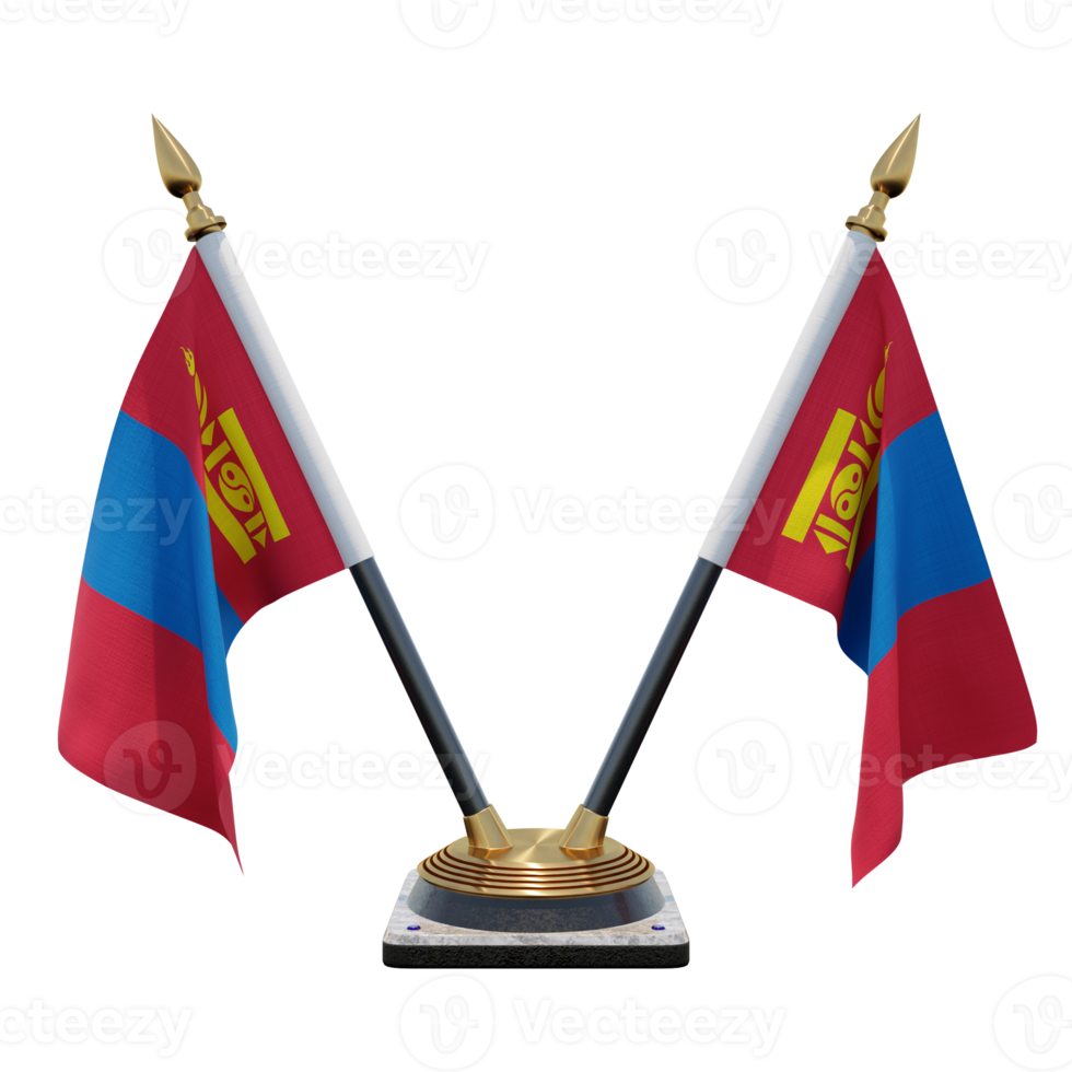 Mongolia 3d illustration Double V Desk Flag Stand png
