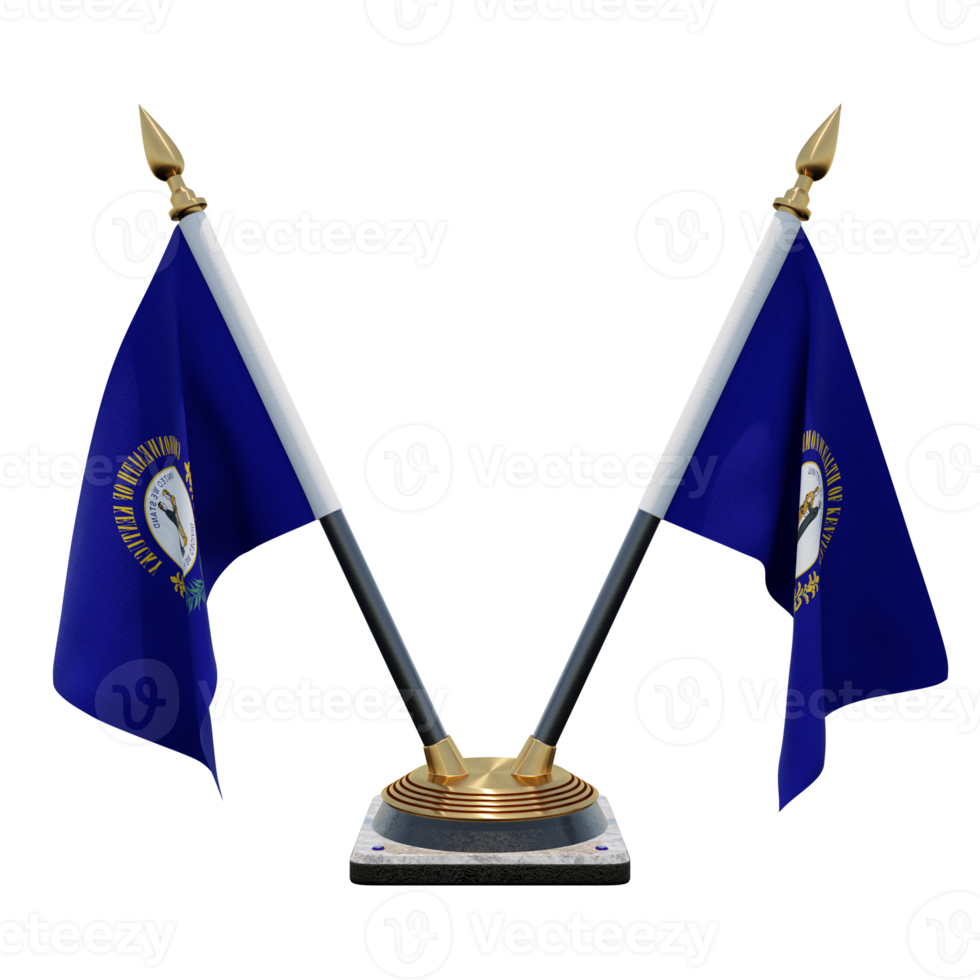 Kentucky 3d illustration Double V Desk Flag Stand png