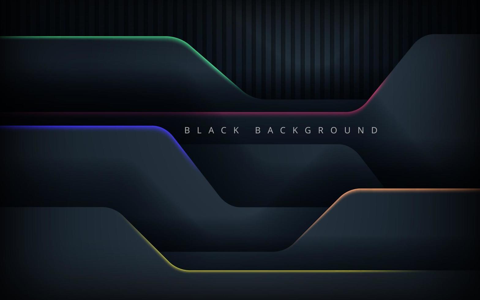 modern abstract black dimension overlap layers with green, orange, blue and yellow light design background. eps10 vector