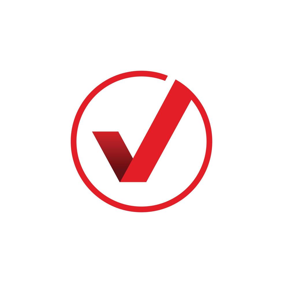 red letter v check logo design vector