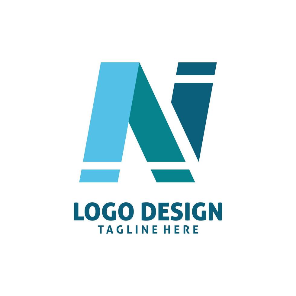 diseño de logotipo letra n azul vector