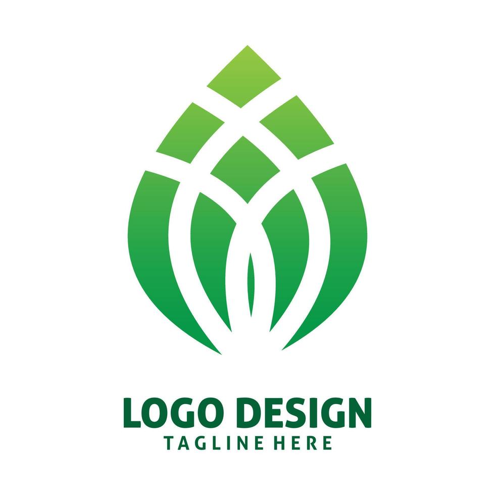 diseño de logotipo de hoja de arte verde vector