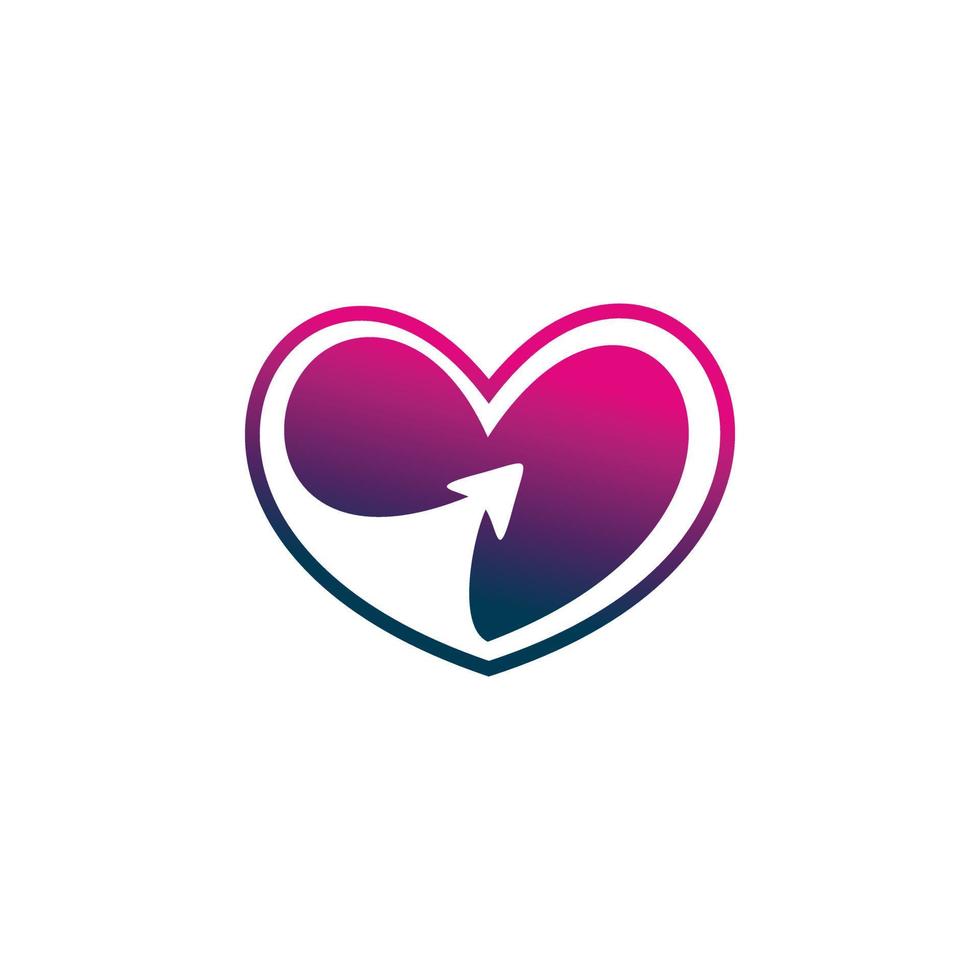 diseño de logotipo de flecha de corazón de amor vector