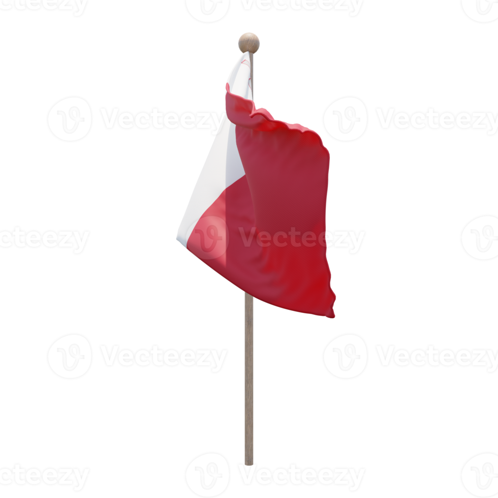 malta 3d-illustration flagge auf der stange. Fahnenmast aus Holz png