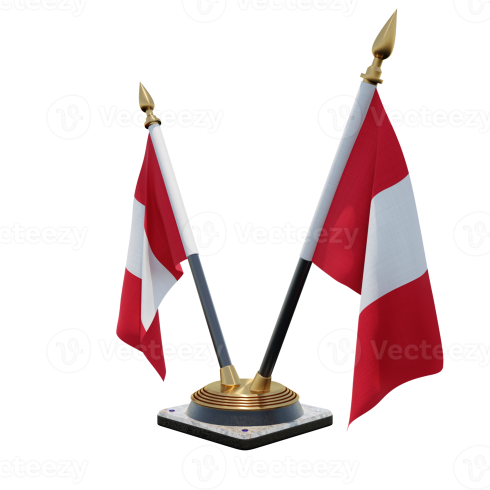 Peru 3d illustratie dubbele v bureau vlag staan png