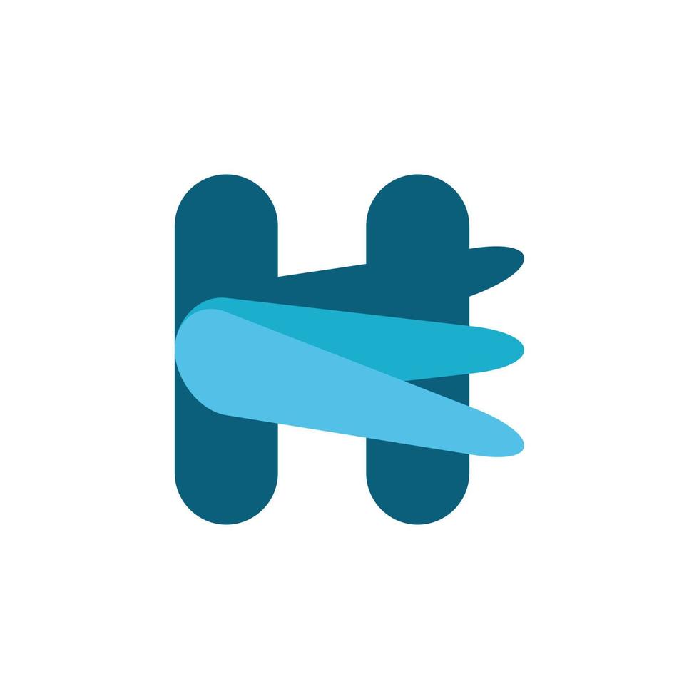 blue letter h logo design vector